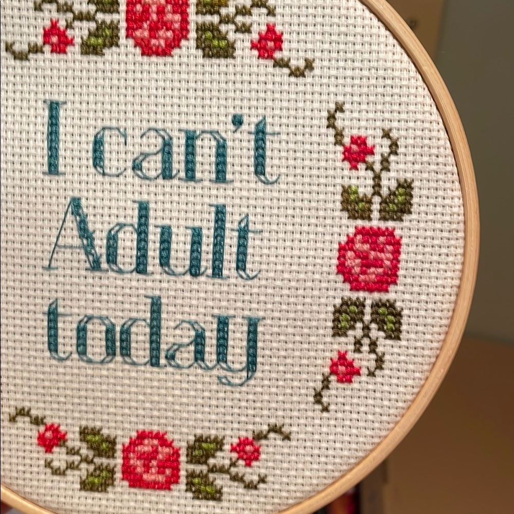 Cross Stitch Wall Art with Floral Design - Picture 4 of 10